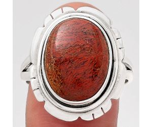 Natural Red Moss Agate Ring size-8.5 SDR137625 R-1342, 11x15 mm