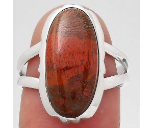 Natural Red Moss Agate Ring size-7.5 SDR137771 R-1657, 9x19 mm