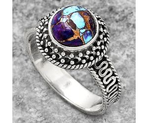 Filigree - Copper Purple Turquoise Ring size-7.5 SDR138021 R-1623, 8x8 mm