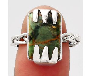 Natural Turkish Rainforest Chrysocolla Ring size-9 SDR138387 R-1650, 15x15 mm