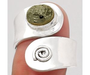 Adjustable - Tektite Rough - Greek Ring size-7 SDR138618 R-1374, 6x9 mm