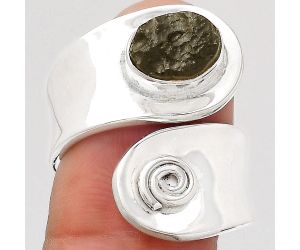 Adjustable - Tektite Rough - Greek Ring size-7.5 SDR138619 R-1374, 7x9 mm