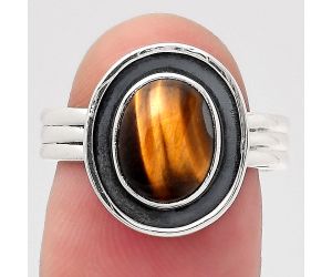 Natural Tiger Eye - Africa Ring size-7 SDR138851 R-1468, 8x10 mm
