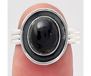 Natural Nuummite Ring size-7.5 SDR138866 R-1468, 8x10 mm