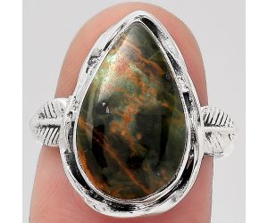 Natural Turkish Rainforest Chrysocolla Ring size-7 SDR139174 R-1083, 10x17 mm