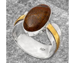 Two Tone - Natural Red Moss Agate Ring size-7.5 SDR139223 R-1519, 10x15 mm