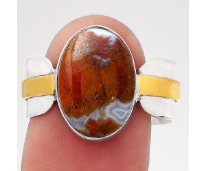 Two Tone - Natural Red Moss Agate Ring size-9 SDR139227 R-1519, 10x15 mm