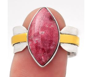 Two Tone - Pink Thulite - Norway Ring size-8.5 SDR139244 R-1519, 9x18 mm