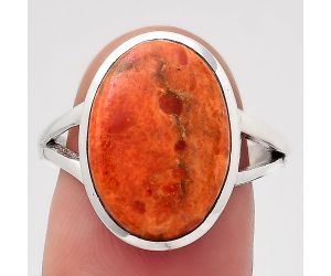 Natural Red Sponge Coral Ring size-8 SDR139430 R-1005, 11x16 mm