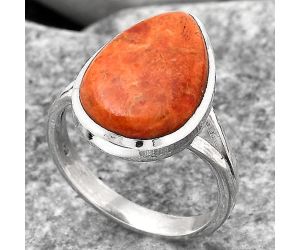 Natural Red Sponge Coral Ring size-8.5 SDR139488 R-1005, 12x17 mm