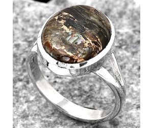 Natural Copper Abalone Shell Ring size-8 SDR139524 R-1005, 12x14 mm