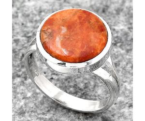 Natural Red Sponge Coral Ring size-7.5 SDR139553 R-1005, 13x13 mm