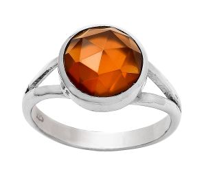 Faceted Lab Created Padparadscha Sapphire Ring size-8 SDR139613 R-1002, 10x10 mm