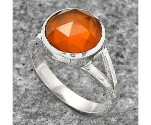 Faceted Lab Created Padparadscha Sapphire Ring size-8 SDR139613 R-1002, 10x10 mm