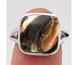 Natural Copper Abalone Shell Ring size-8 SDR139649 R-1005, 12x12 mm