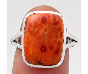 Natural Red Sponge Coral Ring size-8 SDR139665 R-1005, 12x16 mm