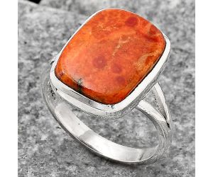 Natural Red Sponge Coral Ring size-8 SDR139665 R-1005, 12x16 mm