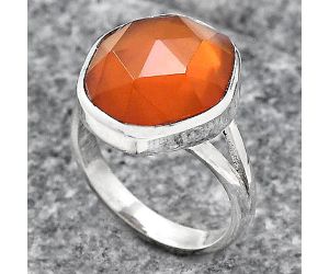 Faceted Lab Created Padparadscha Sapphire Ring size-7 SDR139718 R-1005, 13x15 mm
