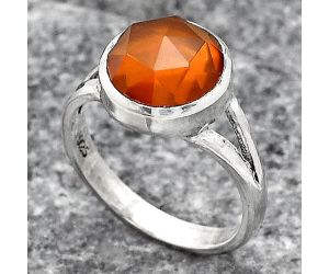 Faceted Lab Created Padparadscha Sapphire Ring size-7 SDR139724 R-1005, 10x10 mm