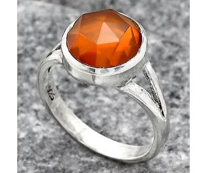Faceted Lab Created Padparadscha Sapphire Ring size-7.5 SDR139725 R-1005, 10x10 mm