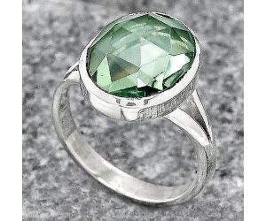 Faceted Lab Created Prasiolite Ring size-7.5 SDR139741 R-1005, 12x14 mm