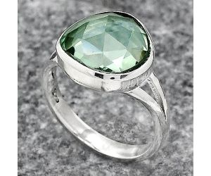 Faceted Lab Created Prasiolite Ring size-7.5 SDR139744 R-1005, 13x13 mm