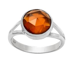 Faceted Lab Created Padparadscha Sapphire Ring size-8 SDR139752 R-1005, 10x10 mm