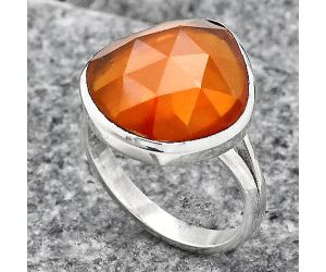 Faceted Lab Created Padparadscha Sapphire Ring size-8.5 SDR139780 R-1005, 16x16 mm