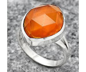 Faceted Lab Created Padparadscha Sapphire Ring size-7 SDR139781 R-1005, 13x17 mm