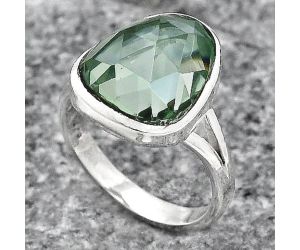 Faceted Lab Created Prasiolite Ring size-7 SDR139784 R-1005, 12x14 mm