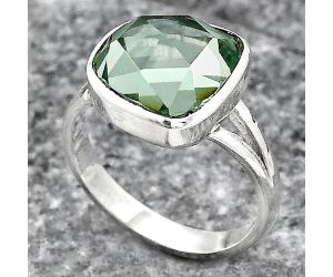 Faceted Lab Created Prasiolite Ring size-7 SDR139787 R-1005, 11x12 mm