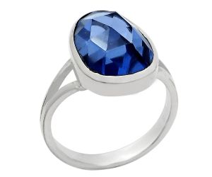 Faceted Lab Created Tanzanite Ring size-7.5 SDR139790 R-1005, 10x15 mm