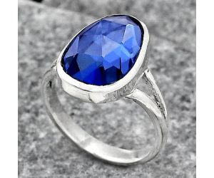Faceted Lab Created Tanzanite Ring size-7.5 SDR139790 R-1005, 10x15 mm