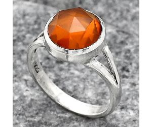 Faceted Lab Created Padparadscha Sapphire Ring size-7.5 SDR139794 R-1005, 10x10 mm