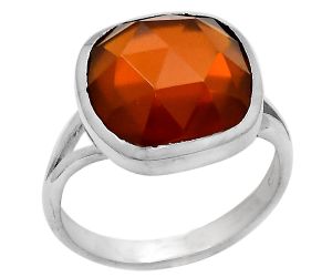 Faceted Lab Created Padparadscha Sapphire Ring size-8 SDR140375 R-1005, 13x14 mm