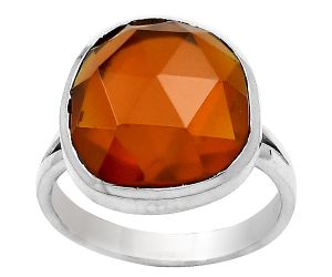 Faceted Lab Created Padparadscha Sapphire Ring size-7 SDR140384 R-1005, 14x15 mm
