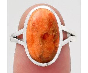 Natural Red Sponge Coral Ring size-7.5 SDR140459 R-1005, 10x16 mm