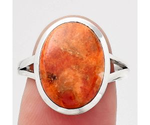 Natural Red Sponge Coral Ring size-7.5 SDR140464 R-1005, 11x15 mm