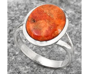 Natural Red Sponge Coral Ring size-7.5 SDR140464 R-1005, 11x15 mm