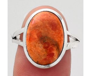 Natural Red Sponge Coral Ring size-8 SDR140583 R-1005, 11x16 mm