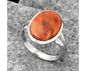 Natural Red Sponge Coral Ring size-8 SDR140583 R-1005, 11x16 mm