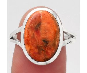 Natural Red Sponge Coral Ring size-8 SDR140610 R-1005, 11x16 mm