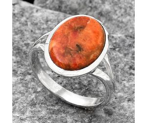 Natural Red Sponge Coral Ring size-8 SDR140610 R-1005, 11x16 mm