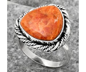Natural Red Sponge Coral Ring size-8 SDR140661 R-1013, 15x15 mm