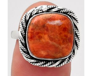 Natural Red Sponge Coral Ring size-7 SDR140697 R-1013, 13x13 mm