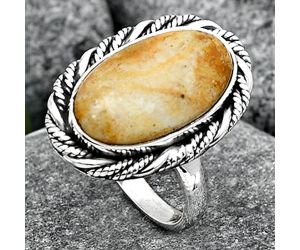 Natural Coral Jasper Ring size-7.5 SDR140792 R-1013, 10x17 mm
