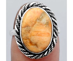 Natural Coral Jasper Ring size-7.5 SDR140817 R-1013, 11x17 mm