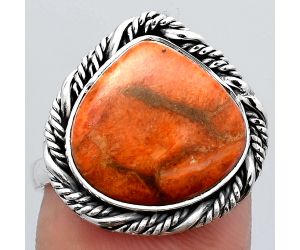 Natural Red Sponge Coral Ring size-8 SDR140849 R-1013, 14x15 mm