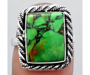Natural Green Matrix Turquoise Ring size-7.5 SDR140860 R-1013, 11x14 mm