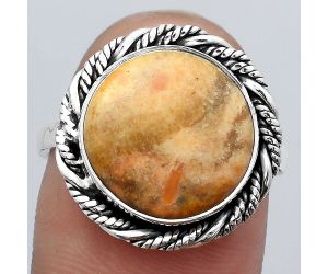 Natural Coral Jasper Ring size-8.5 SDR140881 R-1013, 13x13 mm